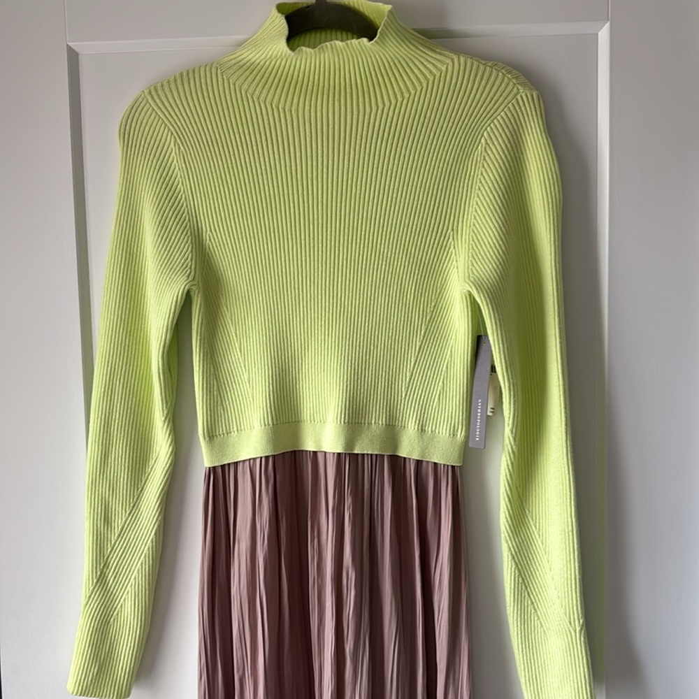 Anthropologie Thea Twofer Lime and Taupe Maxi Dress - Picture 3 of 7